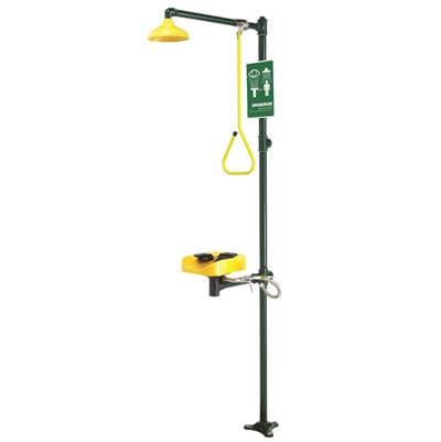 Speakman Optimus Eye and Face Wash Plastic Bowl Combination Emergency Shower System - Durajade Powder Coat