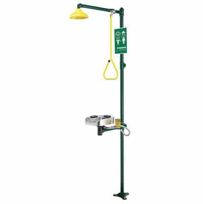 Speakman Optimus Eye And Face Wash Stainless Steel Bowl Combination Emergency Shower System - Durajade Powder Coat