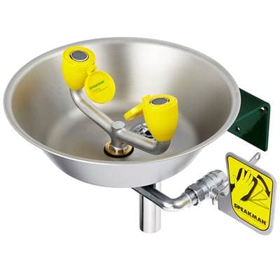 Speakman Traditional Series Wall Mounted Eyewash with Stainless Steel Bowl and Thermostatic Mixing Valve - Durajade Powder Coat