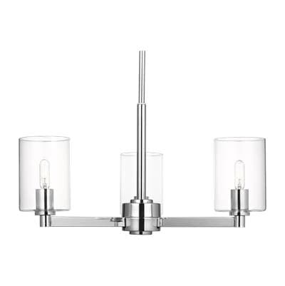 Visual Comfort Studio Collection Fullton 3-Light Chandelier in Chrome with Clear Glass Bulb(s)...