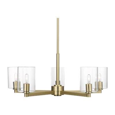 Visual Comfort Studio Collection Fullton 5-Light Chandelier in Satin Brass with Clear Glass...