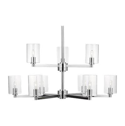 Visual Comfort Studio Collection Fullton 9-Light Chandelier in Chrome with Clear Glass Bulb(s)...