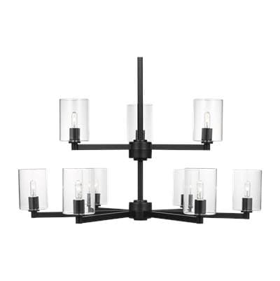 Visual Comfort Studio Collection Fullton 9-Light Chandelier in Midnight Black with Clear Glass...
