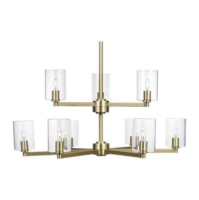 Visual Comfort Studio Collection Fullton 9-Light Chandelier in Satin Brass with Clear Glass...
