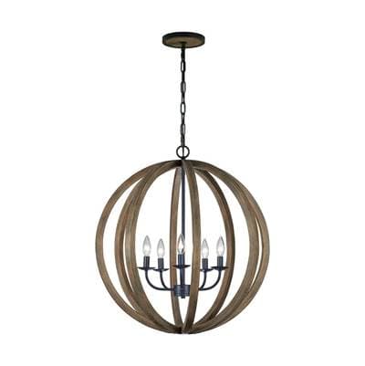 Visual Comfort Studio Collection Allier Medium Pendant Weathered Oak Wood / Antique Forged Iron -... by Visual Comfort Studio Collection