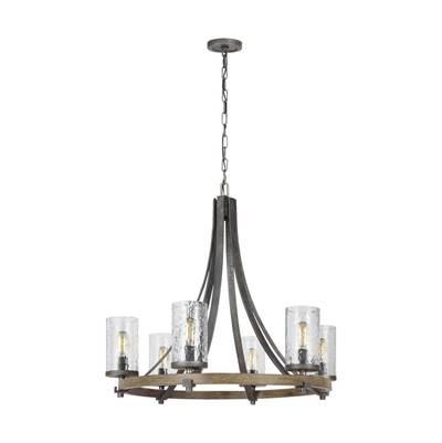 Angelo Medium Chandelier Distressed Weathered Oak / Slate Grey Metal