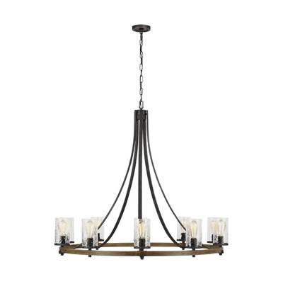 Angelo Large Chandelier Distressed Weathered Oak / Slate Grey Metal by Visual Comfort Studio Collection