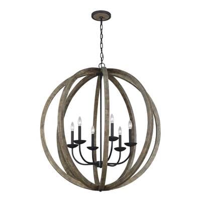 Visual Comfort Studio Collection Allier Large Pendant Weathered Oak Wood / Antique Forged Iron -... by Visual Comfort Studio Collection