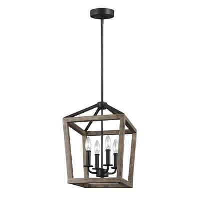 Gannet Small Chandelier Weathered Oak Wood / Antique Forged Iron by Visual Comfort Studio Collection