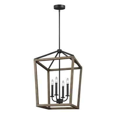 Gannet Medium Chandelier Weathered Oak Wood / Antique Forged Iron by Visual Comfort Studio Collection