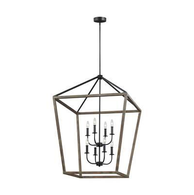 Gannet Extra Large Chandelier Weathered Oak Wood / Antique Forged Iron by Visual Comfort Studio Collection