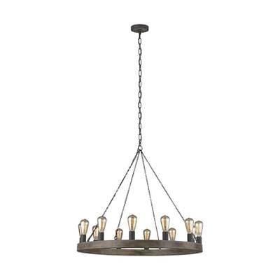 Visual Comfort Studio Collection Avenir Medium Chandelier Weathered Oak Wood / Antique Forged...