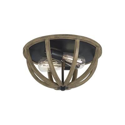 Allier Flush Mount Weathered Oak Wood / Antique Forged Iron