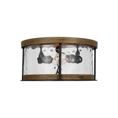 Visual Comfort Studio Collection Angelo Flush Mount Distressed Weathered Oak / Slate Grey Metal -...