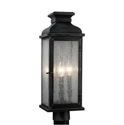 Visual Comfort Studio Collection Pediment Post Lantern - Dark Weathered Zinc