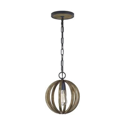 Allier Mini Pendant Weathered Oak Wood / Antique Forged Iron