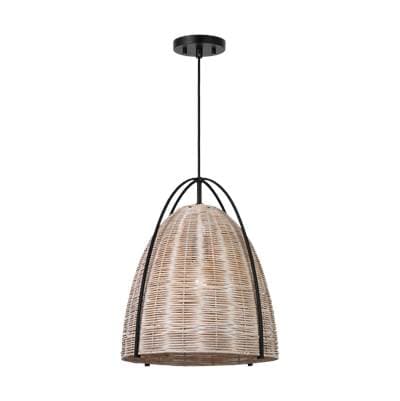Visual Comfort Studio Collection Norman Large Pendantin Midnight Black with - Ash Wicker
