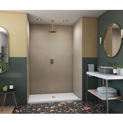 SK-484896 48 x 48 x 96 Swanstone Smooth Glue up Shower Wall Kit in Limestone by Swan