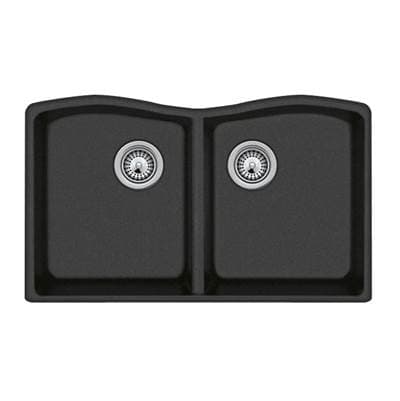 Swan Qued-3322 22 X 33 Granite Undermount Double Bowl Sink - Nero by Swan