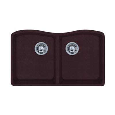 Swan Qued-3322 22 X 33 Granite Undermount Double Bowl Sink - Espresso by Swan