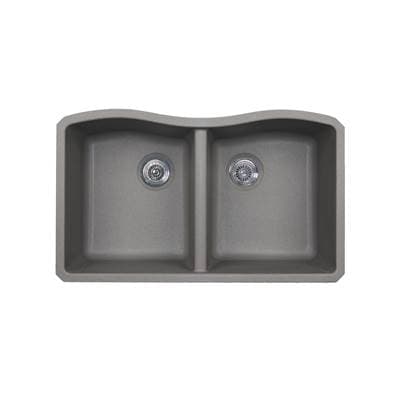 Swan Qued-3322 22 X 33 Granite Undermount Double Bowl Sink - Metallico by Swan