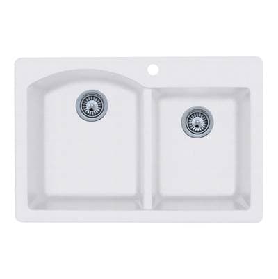 Swan Qzdb-3322 22 X 33 Granite Drop in Double Bowl Sink - Opal White