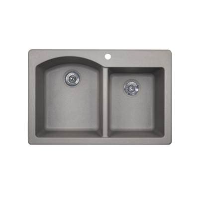 Swan Qzdb-3322 22 X 33 Granite Drop in Double Bowl Sink - Metallico