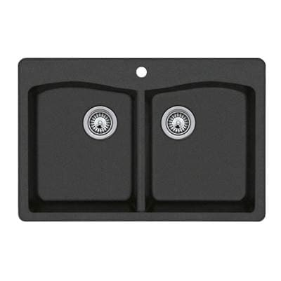 Swan Qzed-3322 22 X 33 Granite Drop in Double Bowl Sink - Nero by Swan