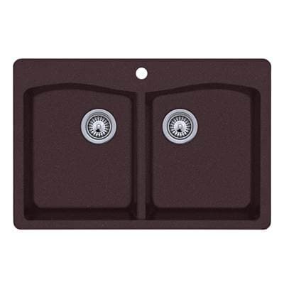 Swan Qzed-3322 22 X 33 Granite Drop in Double Bowl Sink - Espresso by Swan