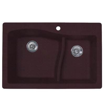 Swan Qzls-3322 22 X 33 Granite Drop in Double Bowl Sink - Espresso by Swan