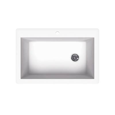 QZSB-3322 22 x 33 Granite Drop in Single Bowl Sink in Opal White