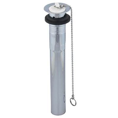 Sioux Chief 0140857-po Plug Drain 2pc 1-1/4x8 Chrm W/ Overflw, Stoppr & Chain 1/bx