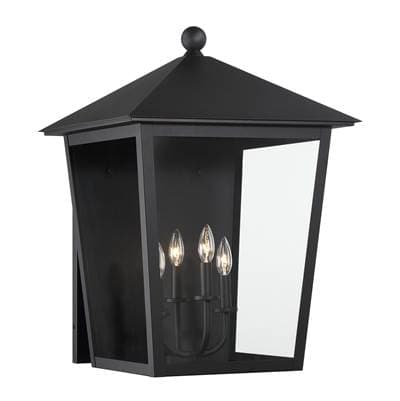 The Great Outdoors Noble Hill 4-Light Sand Coal Wall Mount with Clear Glass Shade by The Great Outdoors