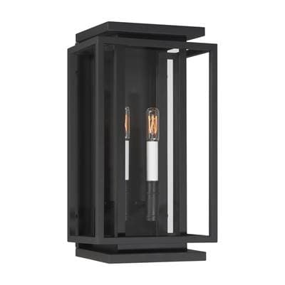 The Great Outdoors Stratford 17'' High 2-Light Outdoor Wall Sconce - Dark Matte Black