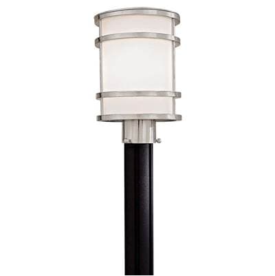 The Great Outdoors 1-Lt Post Lamp - Brushed Stainless Steel by The Great Outdoors