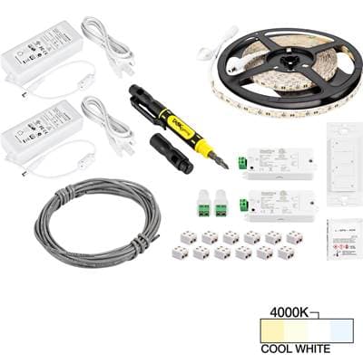 Task Lighting 16 Ft 225 Lumens Per Foot Vivid Duo Wireless Controller Tape Light Kit, 2 Zone 2...