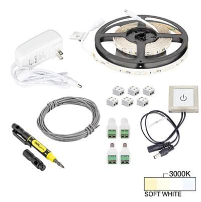Task Lighting 16 Ft 120 Lumens Per Foot Radiance Touch Dimmer Switch Tape Light Kit, 3000K Soft...