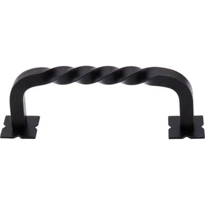 Top Knobs Twist Pull 3 3/4 Inch (c-c) W/backplates - Patina Black