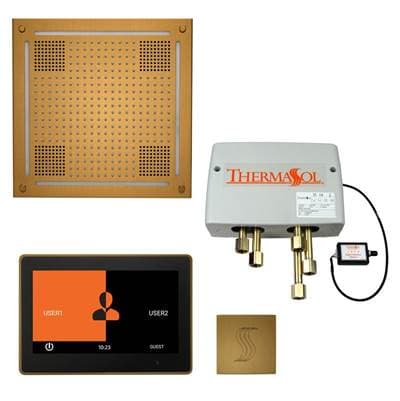Thermasol the Total Wellness Hydrovive Package with 10'' Thermatouch Square - Antique Brass