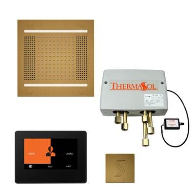 Thermasol the Total Wellness Hydrovive14 Package with 7'' Thermatouch and Square - Antique Brass