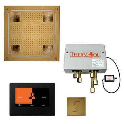 Thermasol the Total Wellness Hydrovive Package with 7'' Thermatouch and Square - Antique Brass by ThermaSol