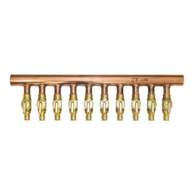 Uponor 1'' Copper Manifold with Lf Brass 1/2'' Propex Ball Valve, 10 Outlets by Uponor