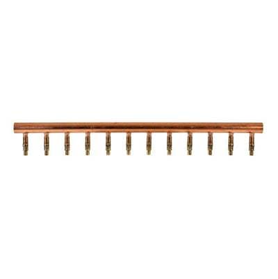 Uponor 2'' X 4' Copper Valved Manifold with 3/4'' Propex Ball Valves, 12 Outlets by Uponor
