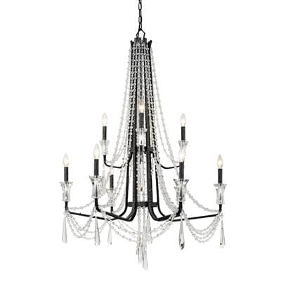 Varaluz Barcelona 9-Lt 2-Tier Crystal Chandelier - Onyx