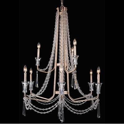 Varaluz Barcelona 9-Lt 2-Tier Crystal Chandelier - Transcend Silver