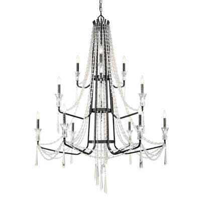 Varaluz Barcelona 12-Lt 3-Tier Crystal Chandelier - Onyx
