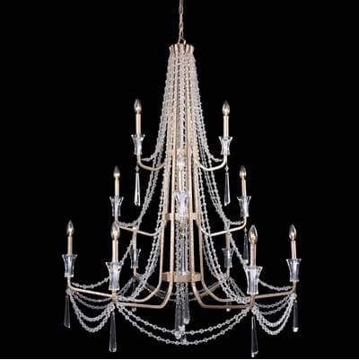 Varaluz Barcelona 12-Lt 3-Tier Crystal Chandelier - Transcend Silver