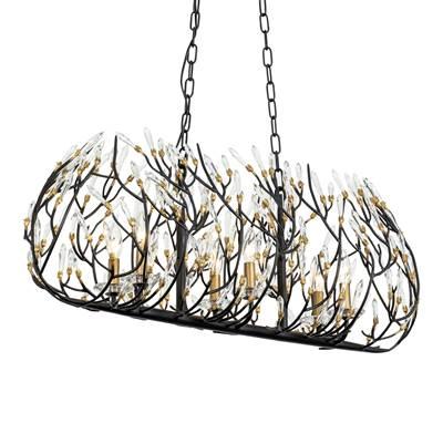 Bask 6-Lt Crystal Linear Pendant - Matte Black/French Gold by Varaluz