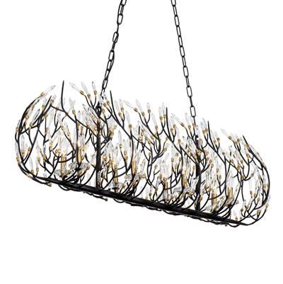 Bask 8-Lt Crystal Linear Pendant - Matte Black/French Gold