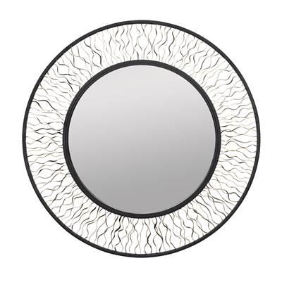 Estela 30-in Round Wall Mirror - Matte Black/French Gold